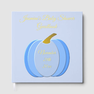 Cute Blue Baby Boy Pumpkin Custom Baby Shower Guest Book