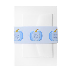 Cute Blue Baby Boy Pumpkin Custom Baby Shower Invitation Belly Band