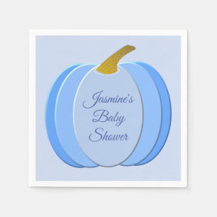 Cute Blue Baby Boy Pumpkin Custom Baby Shower Napkin