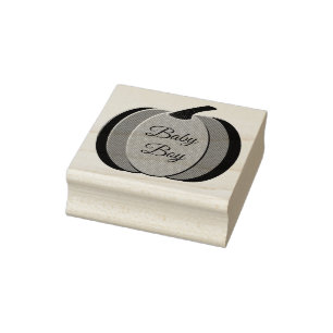 Cute Blue Baby Boy Pumpkin Custom Baby Shower Rubber Stamp