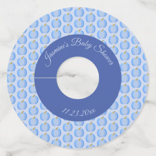 Cute Blue Baby Boy Pumpkin Custom Baby Shower Wine Glass Tag