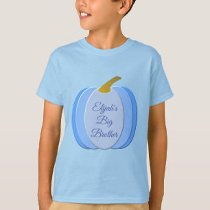 Cute Blue Baby Boy Pumpkin Custom Big Brother T-Shirt