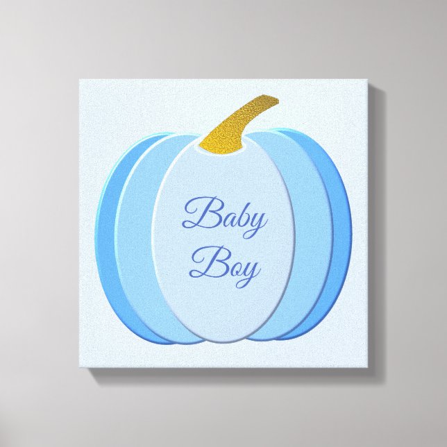 Cute Blue Baby Boy Pumpkin Custom Canvas Print (Front)