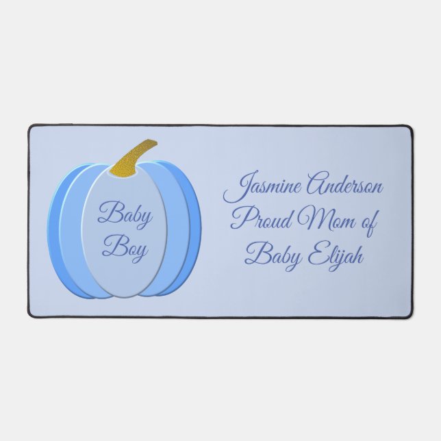 Cute Blue Baby Boy Pumpkin Custom Desk Mat (Front)