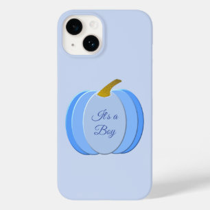Cute Blue Baby Boy Pumpkin Custom Gender Reveal Case-Mate iPhone 14 Case