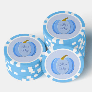 Cute Blue Baby Boy Pumpkin Custom Gender Reveal Poker Chips
