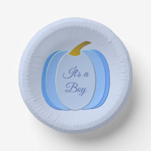Cute Blue Baby Boy Pumpkin Custom Paper Plate