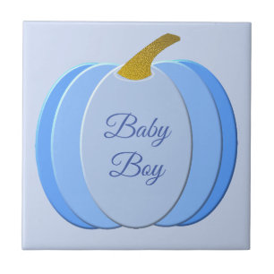 Cute Blue Baby Boy Pumpkin Custom Tile