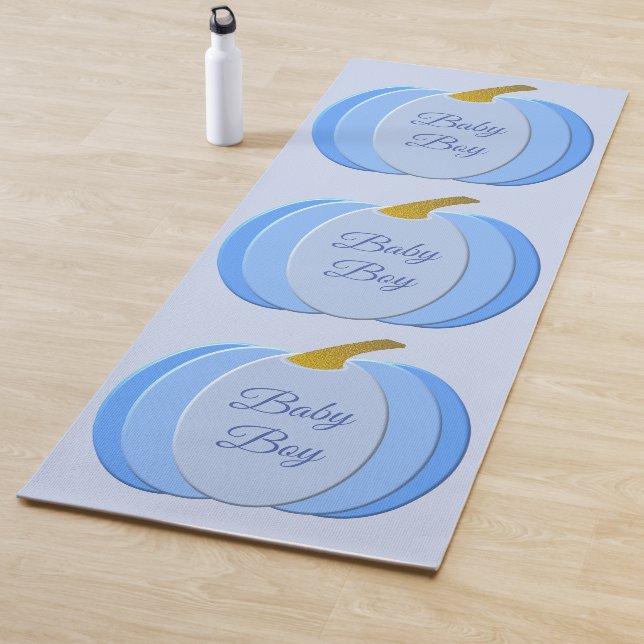 Cute Blue Baby Boy Pumpkin Custom Yoga Mat (In Situ)