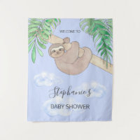 Cute Blue Baby Boy Sloth Baby Shower