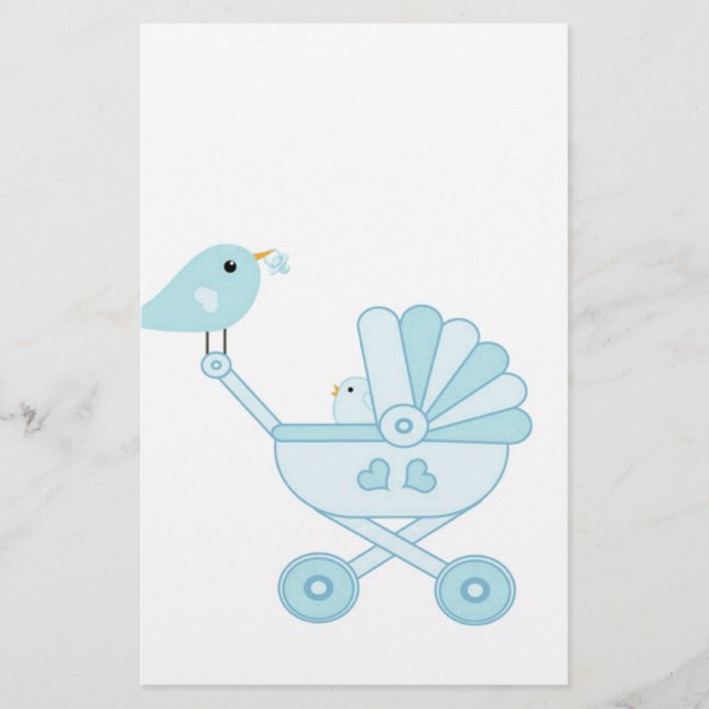 Cute Blue Baby Boy Stationery (Front)