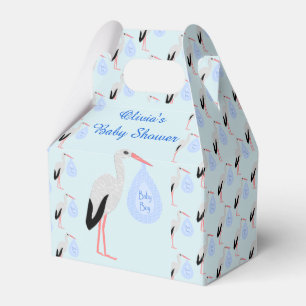 Cute Blue Baby Boy Stork Baby Shower Custom Favour Box