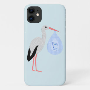 Cute Blue Baby Boy Stork Case-Mate iPhone Case