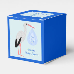 Cute Blue Baby Boy Stork Custom Baby Shower Favour Box