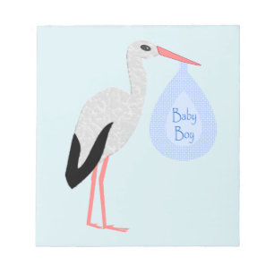 Cute Blue Baby Boy Stork Notepad
