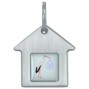Cute Blue Baby Boy Stork Pet ID Tag