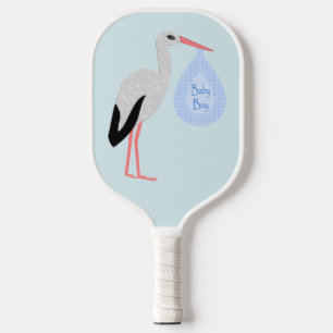 Cute Blue Baby Boy Stork Pickleball Paddle
