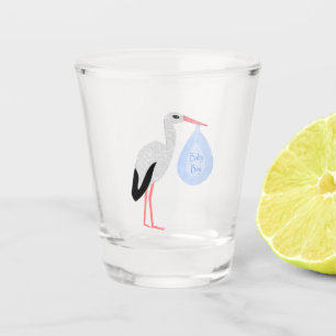 Cute Blue Baby Boy Stork Shot Glass