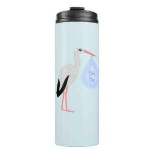 Cute Blue Baby Boy Stork Thermal Tumbler
