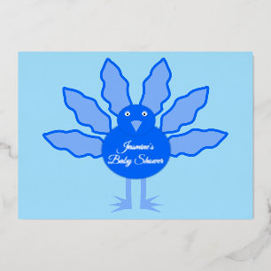 Cute Blue Baby Boy Thanksgiving Turkey Baby Shower