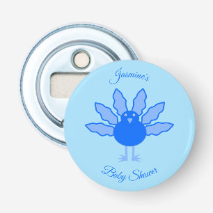 Cute Blue Baby Boy Thanksgiving Turkey Baby Shower Bottle Opener