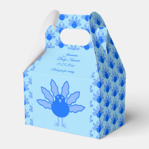 Cute Blue Baby Boy Thanksgiving Turkey Baby Shower Favour Box