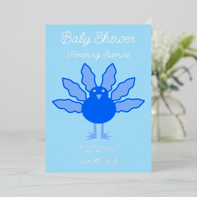 Cute Blue Baby Boy Thanksgiving Turkey Custom (Standing Front)