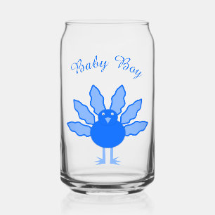 Cute Blue Baby Boy Thanksgiving Turkey Custom Can Glass