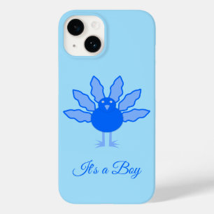Cute Blue Baby Boy Thanksgiving Turkey Custom Case-Mate iPhone 14 Case