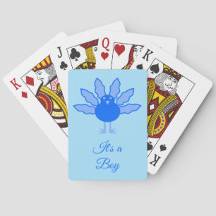 Cute Blue Baby Boy Thanksgiving Turkey Custom Playing Cards