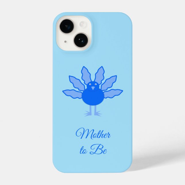 Cute Blue Baby Boy Thanksgiving Turkey Mum to Be iPhone Case (Back)