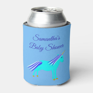 Cute Blue Baby Boy Unicorn Custom Baby Shower Can  Cooler