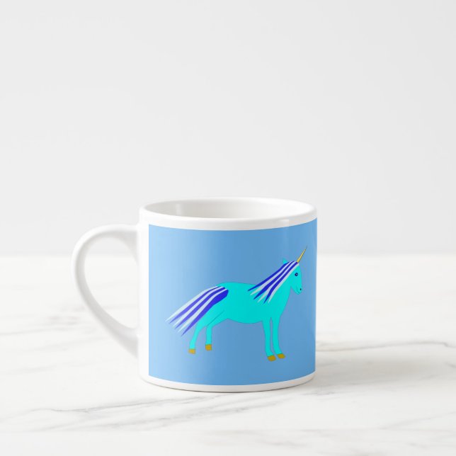 Cute Blue Baby Boy Unicorn Espresso Cup (Left)