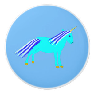 Cute Blue Baby Boy Unicorn Nursery Ceramic Knob