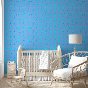 Cute Blue Baby Boy Unicorn Patterned Wallpaper