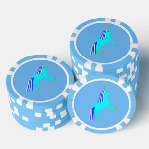 Cute Blue Baby Boy Unicorn Poker Chips