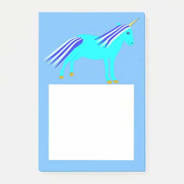 Cute Blue Baby Boy Unicorn Post-it Notes (Front)