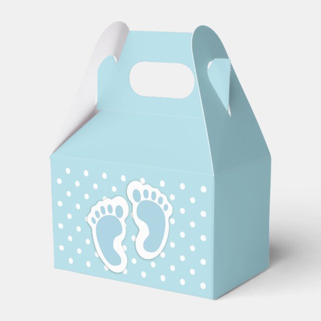Cute Blue Baby Boy's Feet Illustration Favour Box (Back Side)
