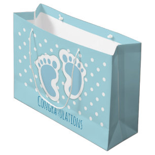 Cute Blue Baby Boy's Feet Illustration Large Gift Bag