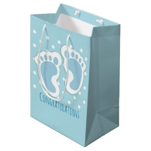 Cute Blue Baby Boy's Feet Illustration Medium Gift Bag