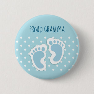 Cute Blue Baby Boy's Feet Proud Grandma 6 Cm Round Badge