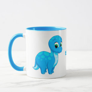 Cute Blue Baby Brontosaurus Dinosaur Mug