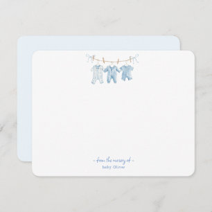Cute Blue Baby clothes Baby boy Thank You card