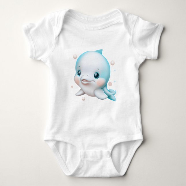 Cute Blue Baby Dolphin    Bodysuit (Front)