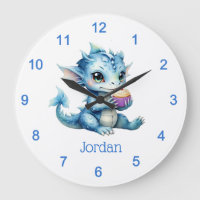 Cute Blue Baby Dragon Eating a Cupcake