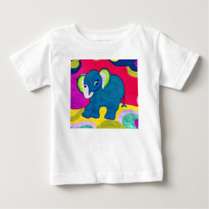 Cute Blue Baby Elephant - Quilt Like Design T-Shirt
