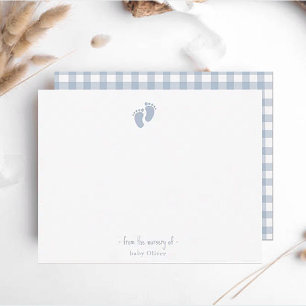 Cute Blue Baby footprint Boy Nursery  Thank You Card