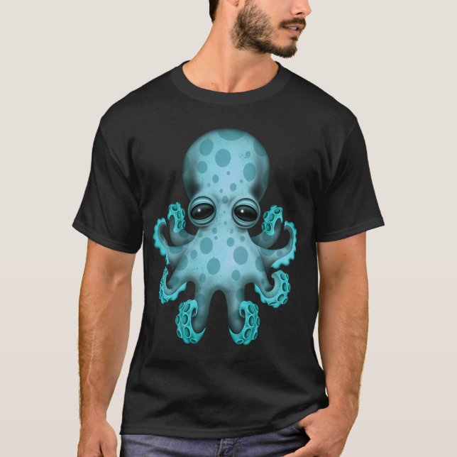 Cute Blue Baby Octopus T-Shirt (Front)