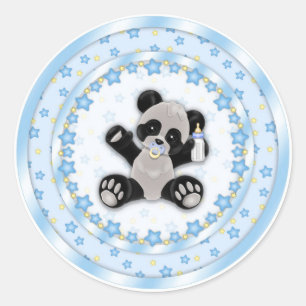 Cute Blue Baby Panda Baby Shower Seals