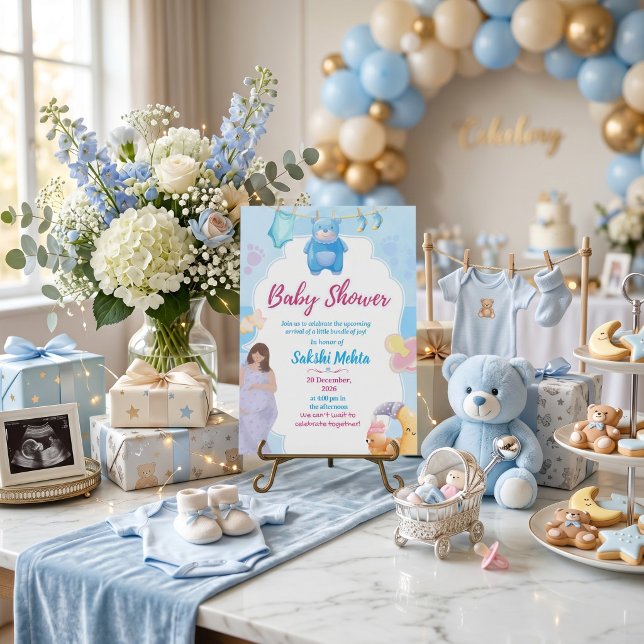Cute Blue Baby Shower Invitation (Creator Uploaded)